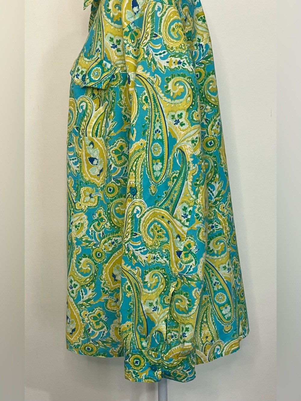 Jones New York Top 3X Blue Green Button Down Paisley Preppy Office Cotton - Picture 4 of 10